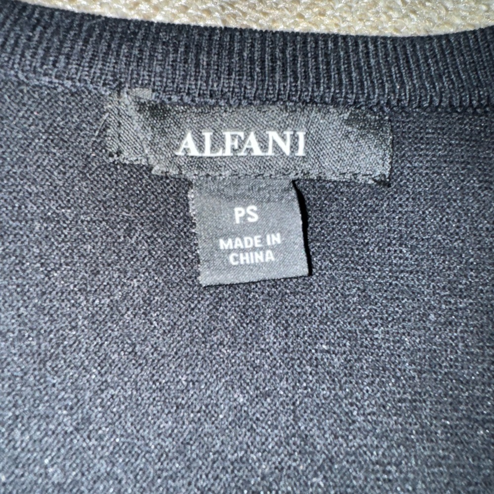 ALFANI Striped Open-Front Poncho Cardigan PS SP Petite Small EUC $80 Black Ivory - Picture 8 of 14